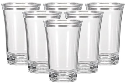 sourcing map 6pcs Shot Glasses 1.2oz Polystyrene Shot Glasses Ombre Multicolored Shot Glasses Bulk for Cocktail Round Shot Glasses Spirits Liquors, Transparent