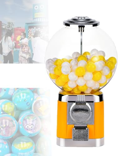 Gumball Machine Big Bubble Gumball Dispenser Machine Ball Bulk Vending Machine w/Key Classic Bubble Capsule Toys Candy Dispenser Vending Machine,Yellow