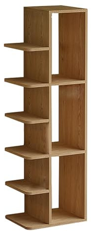 ZYZSY Generisch Bücherregal, Mehrzweck-Eck büCherregal, DIY Standregal aus Holz, Bodenstehendes Bücherregal für Schlafzimmer/Wohnzimmer/Heimbüro/Ecke(Log Color)