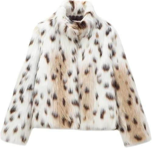 Juankrynord Manteau d'hiver à manches longues pour femme veste chaude et moelleuse en sherpa veste léopard veste ample et chaude veste polaire tendance pour automne et hiver (Grand,Couleur léopard 1)