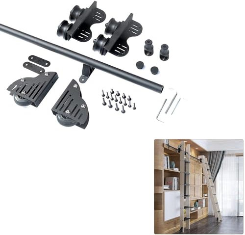 ZFGOJNBH 3,3-20 Fuß Teleskop-Schiebeleiter-Hardware-Kit, Rollleiter-Hängeschienen-Hardware, runde Rohr-Mobilleiterschiene für Bibliothek/Innenbereich/Dachboden, Keine Leiter (Größe: 16ft/500cm Schien