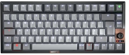 CHERRY KW 300 MX, Hot-Swap-Tastatur, Deutsch QWERTZ, MX2A Brown, Schwarz | Multi-Device-Keyboard, Kompakt, Weiße Beleuchtung, Windows- & Mac-Layout, Praktischer Drehregler, Mechanische CHERRY Switches