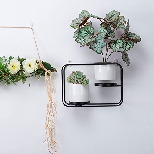 CWCQGH Hängende Pflanzvase aus Keramik, Wandregal mit Blumentöpfen aus Keramik, geometrische Tischvase für Luftpflanzen, Mini-Kaktus, Kunstblumen,Black