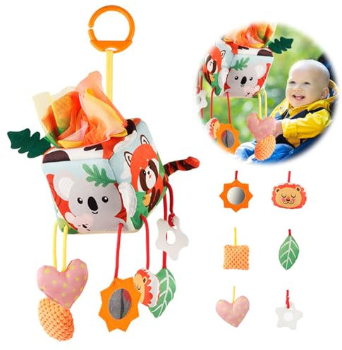 Wenbones Jouets à Suspendre en Spirale en Tissu Doux pour Bébé - Accessoires de Berceau avec Cri Bébé et Jouets de Prise pour Développement Précoce - sans BPA pour Poussette et Lit