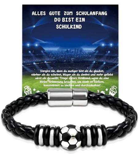 Fussball Armband Schulkind 2026 Junge, Schultüte Füllung Mutmacher Geschenk, Schulanfang Jungen Fussball Geschenke Jungen, Geschenke zur Einschulung Junge