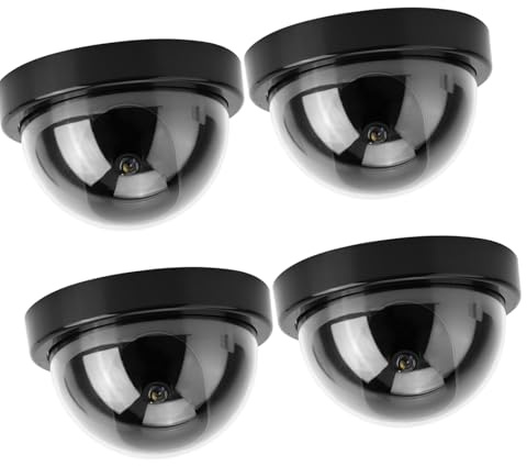 Telecamere di Sicurezza False, Fotocamera di Sicurezza Falsa 4pcs Fotocamera Falsa di Sicurezza Telecamere a Cupola per la Casa Esterna da Casa Esterna Fotocamera Falsa con Luce a LED Lampeggiante
