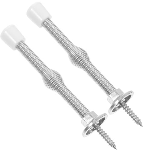 Angoily Tope De Puerta Ajustable Con Resorte De Alta Elasticidad Para Puertas Y Paredes Sin Taladro InstalacióN FáCil Protector De De AleacióN De Zinc Y PláStico Plata 9.5X1.7X1Cm