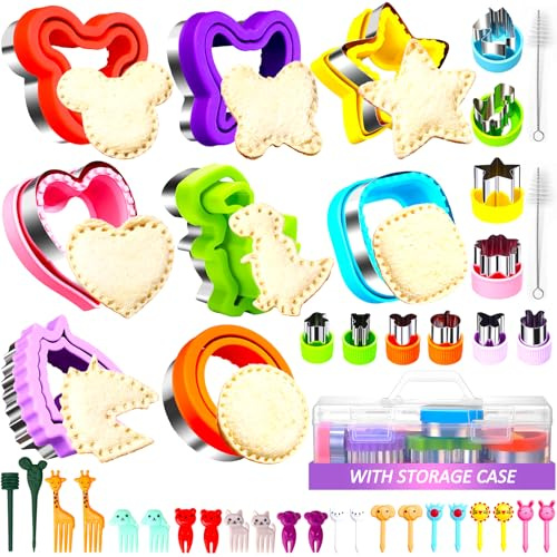 Uncrustable Sandwich Cutter, Sandwich Cutters for Kids Lunch, 43 Pcs Kids Sandwich Cutter and Sealer Set with Storage Case, Crustless Sandwich Cutters Shapes for Girl Boy Lunch & Bento Box Accessories