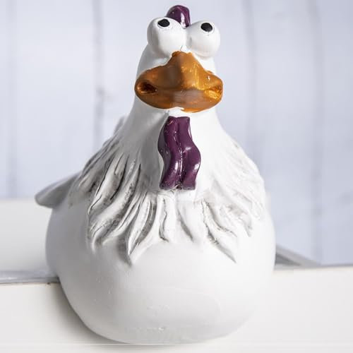 Generisch 3 Pack Hühnerzaun Deko Garten,Zaunhocker Keramik Huhn Gartendeko,Harz Statue Bauernhof Balkon Deko,Garten Stecker Hen Hahn Hens Geeignet Für Terrassen, Lustiger Harz Hahn Outdoor Statuen