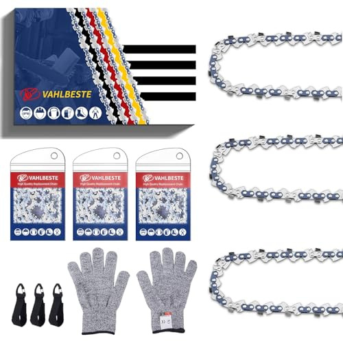 Vahlbeste Lot de 3 Chaîne de Tronçonneuse .325LP 64 maillons 1,3 mm, Chaine Tronconneuse pour Guide Tronconneuse 38 cm, avec 3 Boucle, Compatibles avec HUSQ120-14, 581643164, X-Cut SP33G, 141, 142