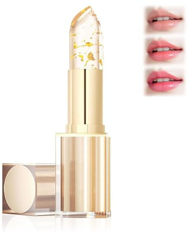 Temperaturänderung Lippenstift 24 Stunden Halt Gold Transparente Lip Balm Lippenpflege Wasserdichtes Langanhaltender Lipstick Farbverändernde Lippenbalsam Farbwechselnder Lippenstifte 2025 Neu 1pcs