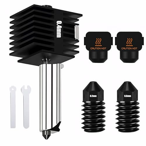 0,4 mm Hotend Aggiornato per Bambu Lab A1/A1 Mini, Testina di Stampa Ricambio con Ugelli in Acciaio Temprato Extra 0,2 mm e 0,6 mm, Compatibile con Stampante 3D BambuLab A1/A1 Mini