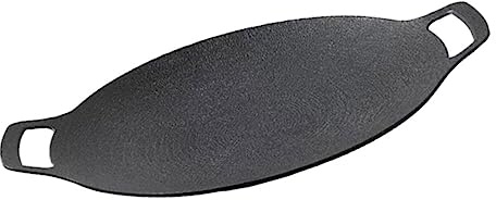 Milisten Cast Iron Outdoor Korean Barbecue Grill Pan Nonstick Barbecue Grilling Tray for Gas and Induction Cookers Camping BBQ Accessories