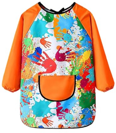 Bata de pintura escolar de 1ª clase, para niños y niñas, delantal para niños a partir de 6 años, impermeable con bolsillos grandes, manga larga, para niños de 7 a 12 años, bata de tinta para escuela