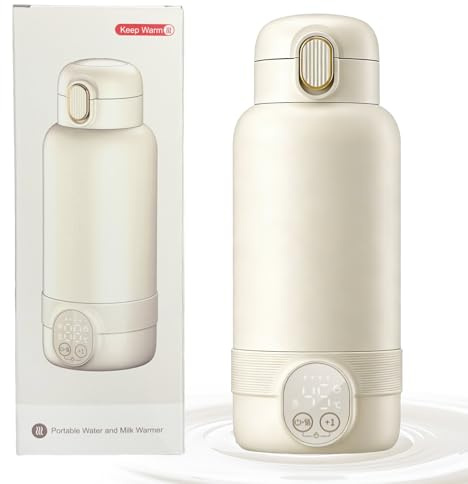 Tragbarer Flaschenwärmer Baby,500ml Kapazität,für Muttermilch, Wasser | Mobiler Babyflaschenwärmer,mit 14000mAh Akku,Schnellaufheizen in 2 Min (37–100 °C einstellbar),für unterwegs