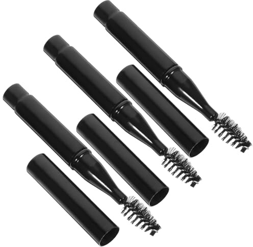 DINHEAROM 3Pcs Black Mini Brow Brush and Lash Wand Set with Cap, Short Handle Eyelash Comb and Eyebrow Applicator for Precise Eye Makeup and Lash Grooming
