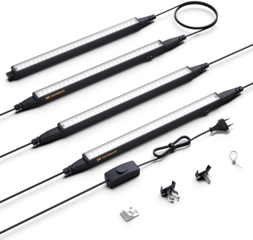 Maygrove LED Pflanzenlampe 30cm, Vollspektrum Grow Lampe, Schwarz, 4er | 5000K Weißes Grow Lampe Wasserdicht Kaskadierbar für Zimmerpflanzen, Setzlinge Gemüse Blüte Blumen, 28W