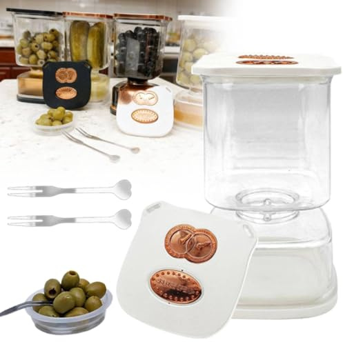 Tarro de cristal para pepinillos con colador, recipiente de 1000 ml, recipiente separador de jugo a prueba de fugas para almacenamiento de cocina, fermentación, encurtido y conservación de alimentos