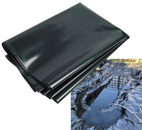 Junvstor Revêtement Bassin HDPE 3x5m 4x5m 6x8m Noir sous-Couche revêtement Bassin Membrane de Piscine Jardin d'eau résistante aux UV Protection Robuste Contre Les fuites bassins fontaines(3x4m)