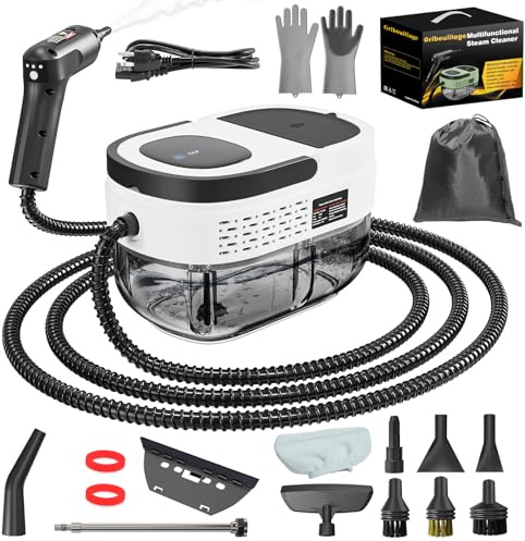 Handheld Steam Cleaner, 2500W High Temperature Pressurised Machine, 1.6L Water Tank, Handle-controlled Steam Output, Portable Cleaning for Home, Car, Bed Bugs, Furniture, White