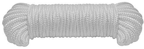 9mm(3/8Inch) White Nylon Braided Rope,100 feet Paracord Solid Braided Multi-Purpose Utility Rope, White Soft Single Pack Nylon Ropes,Polypropylene Rope