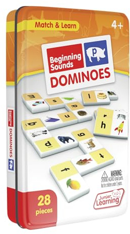Junior Learning Beginning Sound Dominoes Educational Action Games, Multi (JL492) for 48 months to 96 months