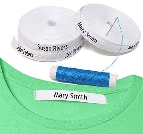 100 Name Labels Sew. Name Tapes/Tags.Clothes Labels. Labels Sewing 100% Cotton. Ideal for Kids School or Mark Any Garment. Customizable Labels