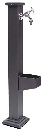 Fontaine à colonne Imperia en fonte et acier pour extérieur maison jardin + robinet 303 chromé
