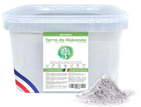 NOVATERA I Terre de Diatomée 100% Naturelle & Extraite en France I Seau 2,5kg I Agriculture Biologique I Ultrapure, Non Calcinée I Certifié ECOCERT I Entretien, Jardin, Animaux, Élevage
