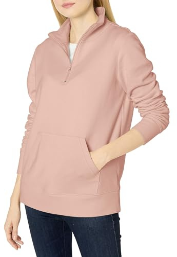 Amazon Essentials Maglione a Maniche Lunghe in Pile con Cerniera a Un Quarto (Disponibile in Taglie Forti) Donna, Rosa Chiaro, S