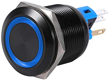 Momentan Druckknopfschalter, 22 mm wasserdichter 12 V LED Druckknopfschalter mit Verriegelung(Blau)