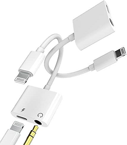 2er-Pack 【für Apple MFi-Zertifiziert】 iPhone AUX-Adapter für Lightning auf 3,5-mm-Kabel mit Audiobuchse, Kopfhörer-Dongle und Ladegerät für 11 12 13 14 PRO MAX Zubehör Adapter Aufladen für iPad AIR
