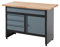 BiGDUG Garage Workbench Drawer Cabinet - Workshop Storage Workstation - 842H x 1200W x 600D mm - 4x Drawer & 1 Door Cupboard - Black/Grey