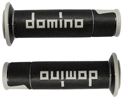 Manopole in gomma per manubrio moto da strada, sportbike, naked, tourer, sportbike, moto2, moto3, premoto3, moto4, moto5 (Nero-grigio)