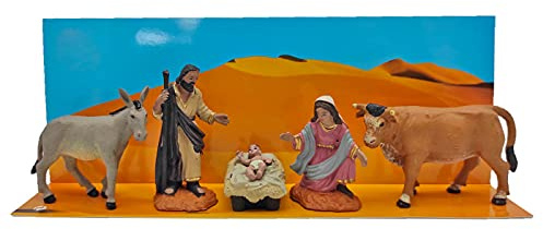 Acan Tradineur - Figuras de Nacimiento belén navideño, 8 cm, durexina, niño Jesús, Virgen María, José, Buey y Mula, Pesebre, Navidad, decoración Tradicional