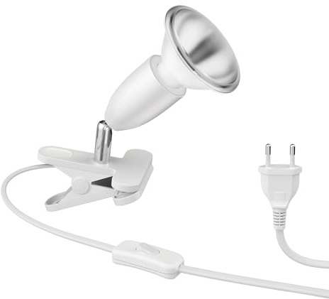 ledscom.de E27 Klemmleuchte LIK, weiß inkl. E27 PAR30 LED Reflektor-Lampe 1025lm weiß