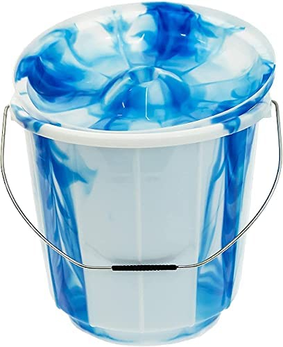 [Set of 5] High Grade Multipurpose Tie dye Design Bucket Bin With Metal Handle And Lid Storage Container, Hard Wearing Bucket For Food Storage, Garden, Cleaning, Kitchen (Assorted Colours) (5 Litre)