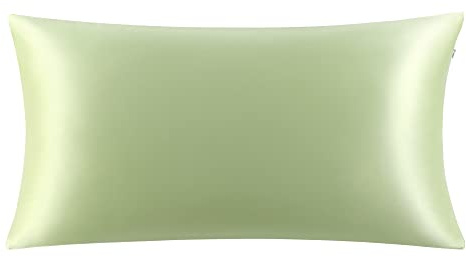 PiccoCasa 25 Momme Kissenbezug aus Doppelseitige 100% Seide Kissenbezug für Haar und Haut - Maulbeerseide Kopfkissenbezug - mit verstecktem Reißverschluss Olivgrün 40×80cm