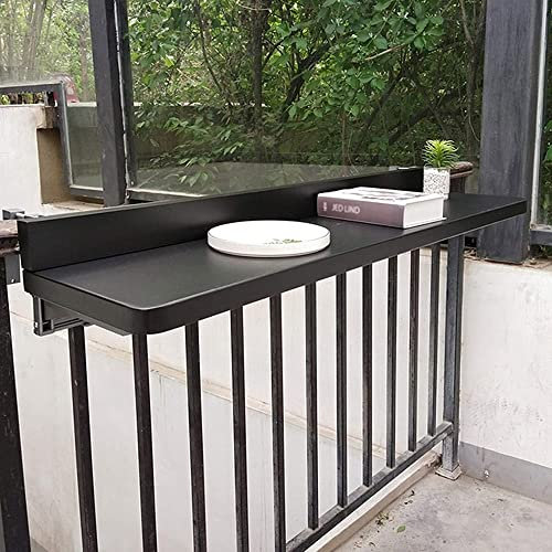XUAN Balkonhängetisch Klappbar Balkontisch Hängetisch Geländer Tisch Höhenverstellbar Terrassentisch Gartentisch Zusammenklappbarer Weiß/Schwarz (Color : Black, Size : 120 * 28cm)