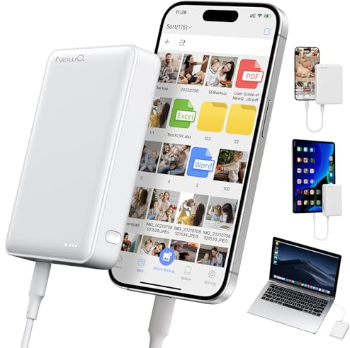 NEWQ Hard Drive for Phone & Computer: USB Flash Storage Device Photo Memory Stick for iPhone, iPad, MacBook Compatible with Apple iOS & Android Cellphone Backup Pictures, Videos, Etc (1, TB)
