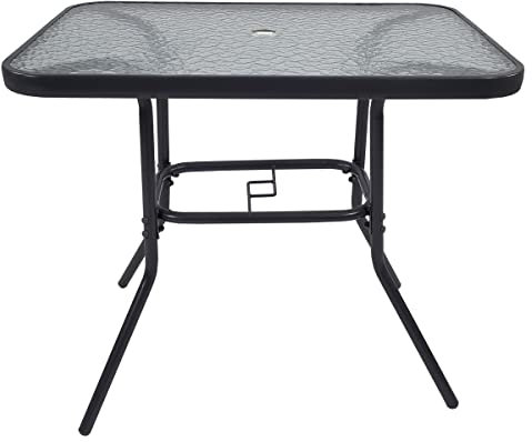 VCM Gartentisch aus Glas und Metall | Esstisch | Maße ca. H. 70 x B. 80 x T. 55 cm | Anthrazit | Balkontisch Gartenmöbel 80x55 Klarglas