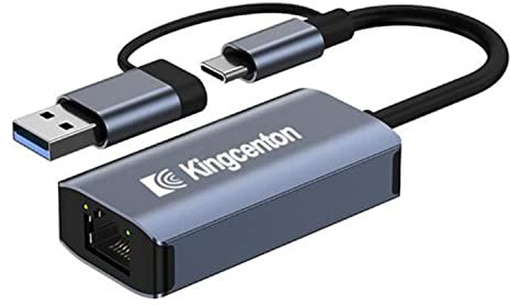 Kingcenton Adaptador USB C Ethernet, 2 en 1 Adaptador de Red USB/USB C a RJ45 Gigabit Ethernet LAN Compatible con MacBook Pro/Air, iPad Pro/Air, Surface Book, ChromeBook Pixel, etc.