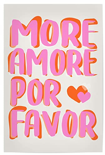 artboxONE Poster 75x50 cm Typografie Malou Studio-More Amore por Favore - Bild Spruch farbenfroh Herz