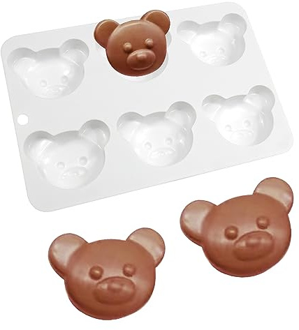 Silicone mousse française gâteau moule 3D boulanger maison chocolat savon bougie moule, 6 trous tête d'Ourson