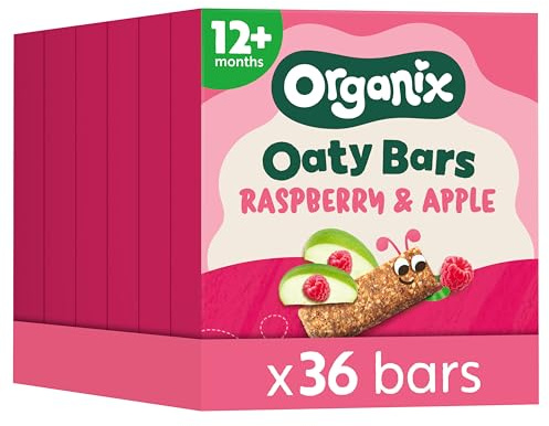 Organix Raspberry & Apple Oaty Snack Bars, 6 Boxes of 6 x 23 g