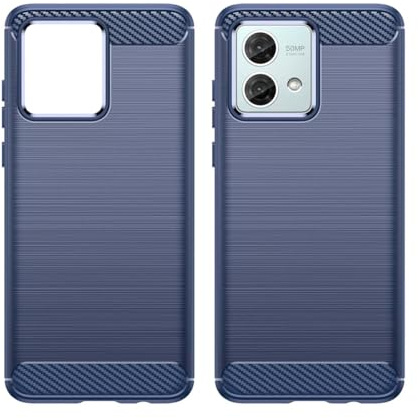 GOKEN Funda para Motorola Moto G84: Carcasa de Silicona Suave antigolpes - Cover con Estilo de Fibra de Carbono y Textura Cepillada, Case -Azul