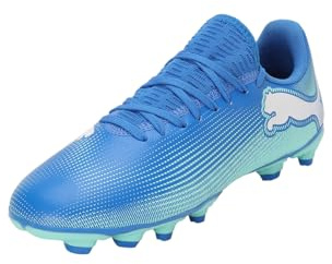 PUMA Unisex Youth Future 7 Play FG/AG JR Soccer Shoe, HYPERLINK Blue-Mint-PUMA White, 31 EU