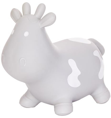 Hoppimals Hüpftier, Hüpfende Kuh, Für Gymnastik & Geschicklichkeit für Kinder, Inklusive Pumpe - Baby-Hüpfer, Grau