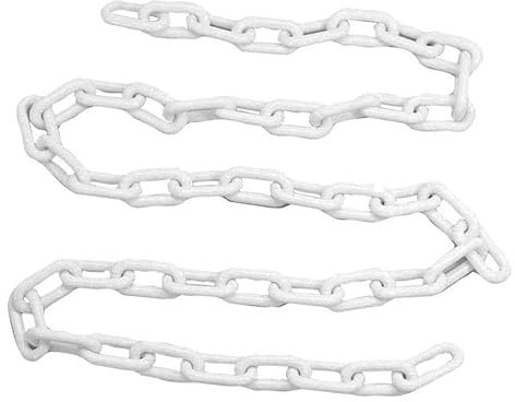 Unifizz Barrera de cadena de plástico de 10 mm x 12,5 m para control de multitudes, tráfico, línea de cola, cadena de advertencia de seguridad para estacionamiento, cadena de plástico (blanco)