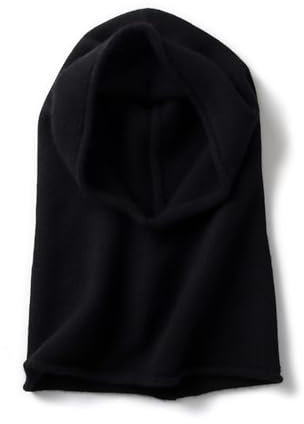 YUONNY 100% Kaschmir Kapuzenschal Sturmhauben für Damen Herren, Herbst Winter Gestrickt Kapuzen Mütze, Outdoor Winddicht Warme Nackenwärmer, Stilvolle Strickmütze Beanie Hut Loopschal 2-in-1 Black F